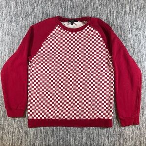 21 Men Checkered Sweatshirt Size Medium Red/White Retro Hipster